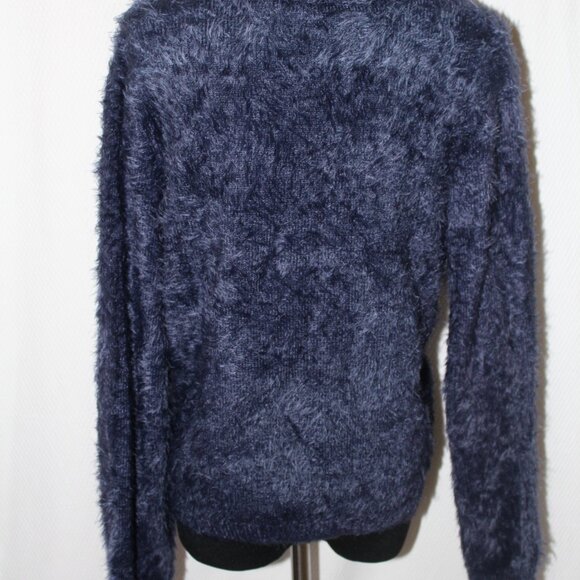 Fair Lady Vintage Mohair Sweater Cardigan V-Neck Blue Jewel Button US 10 BOHO - Picture 10 of 16